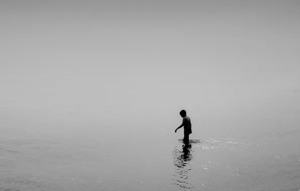 Picture lake, reflection, child