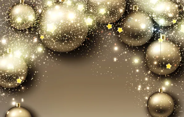 Stars, lights, balls, New Year, Christmas, christmas, new year, balls