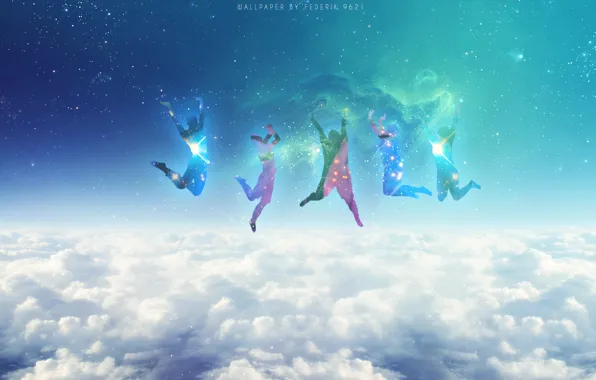 Clouds, Stars, Space, Blue, Galaxy, Jumping