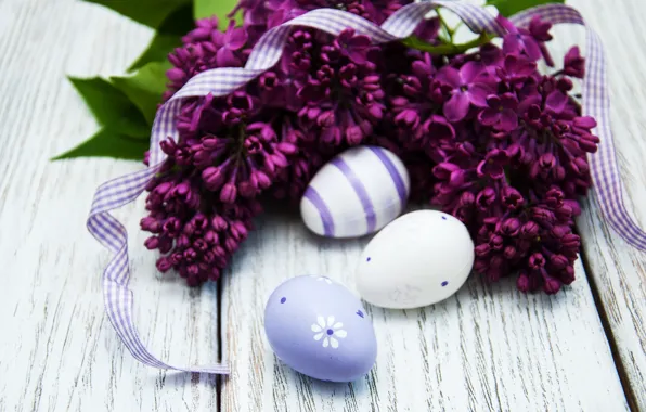 Flowers, eggs, spring, colorful, Easter, happy, wood, blossom