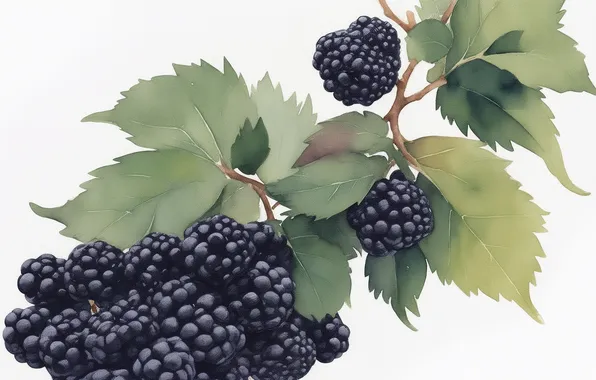 Blue, green, green, figure, food, berry, berry, watercolor