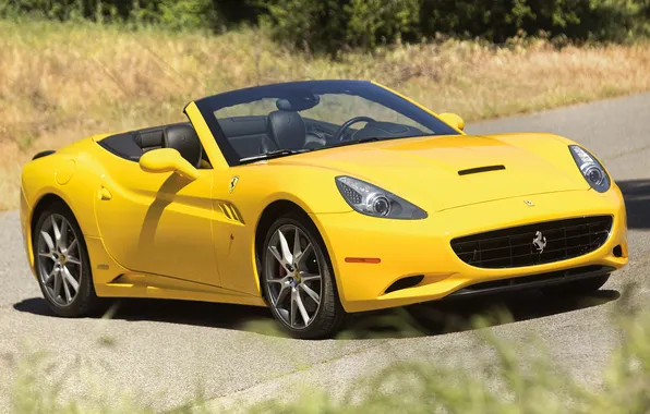 Picture yellow, Wallpaper, Ferrari, convertible, California