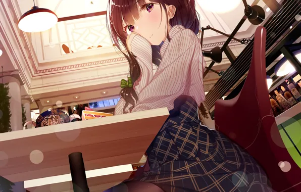 Picture cafe, table, girl