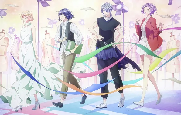 Tape, girls, guys, scissors, stylists