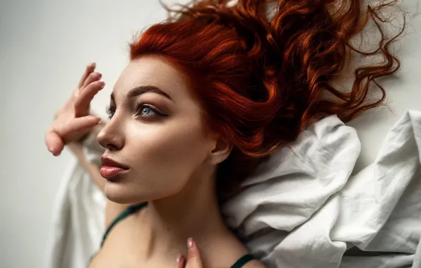 Girl, face, pose, model, portrait, hands, makeup, hairstyle