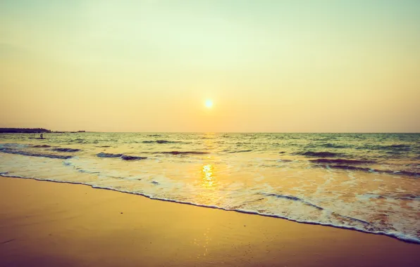 Sand, sea, beach, sunset, beach, sky, sea, sunset