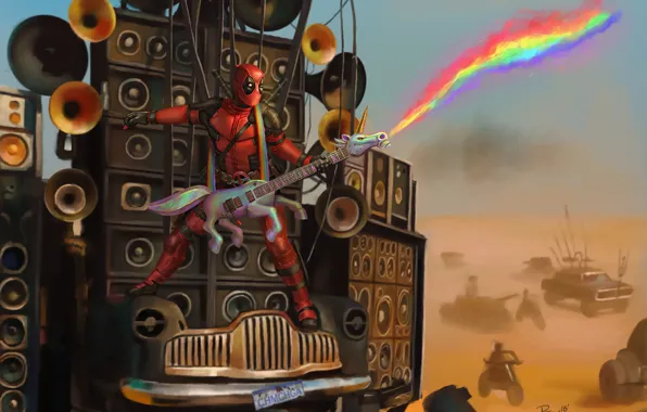 Figure, Music, Guitar, Speakers, Art, Art, Deadpool, Deadpool