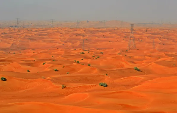 Picture sand, the sky, desert, tower, support, haze