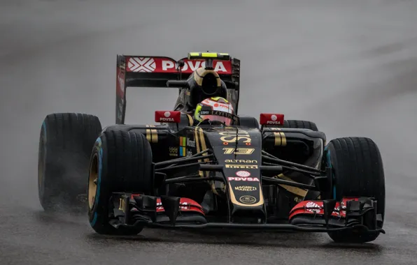 Picture Lotus, Black, Water, Rain, The front, Pastor Maldonado, E23, Damp