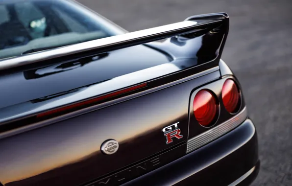 Logo, Nissan, GT-R, Skyline, R33, Nissan Skyline GT-R, badge, rear wing