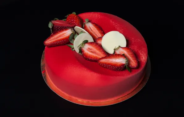 Strawberry, cake, decoration, cake, dessert, sweet, strawberry, white chocolate