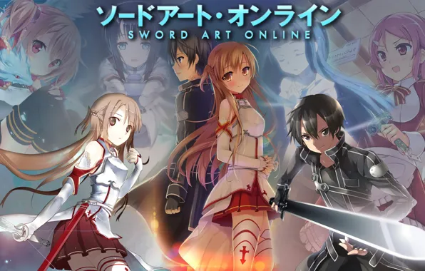 Collage, anime, art, Sword art online, Sword Art Online, Asuna, Kirito