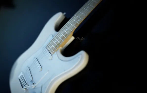 Picture white, guitar, fender