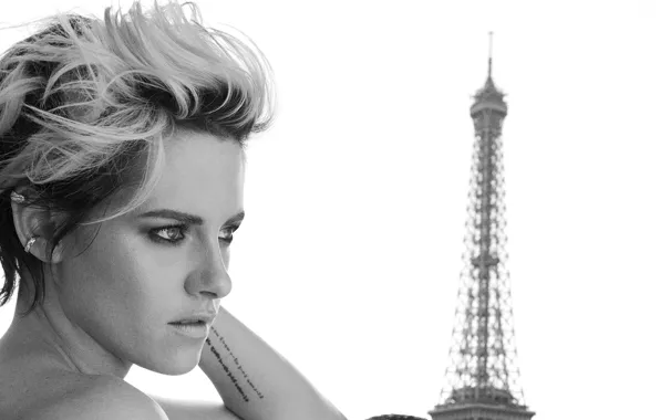 Look, girl, black and white, Kristen Stewart
