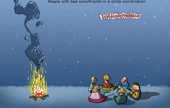 Humor, Wulffmorgenthaler, the fire, caricature, picnic