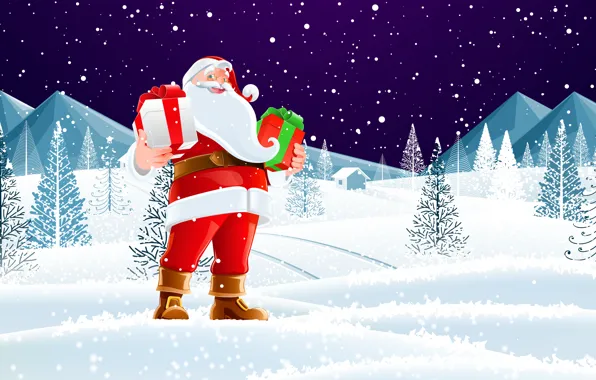 Winter, Snow, Christmas, Snowflakes, Background, New year, Holiday, Santa Claus