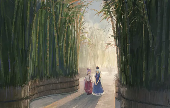 Girls, Bamboo, Touhou, Touhou