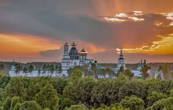 Picture landscape, sunset, nature, the monastery, The New Jerusalem, Vyacheslav Biryukov