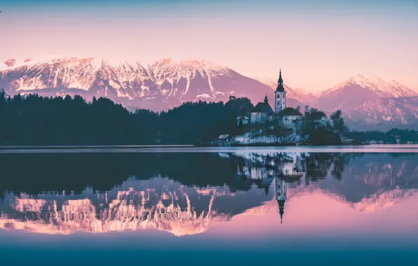 Picture sunset, nature, lake