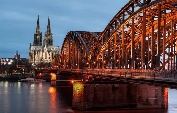Bridge, river, Germany, Germany, Cologne, Cologne, Rhine, Hohenzollern Bridge