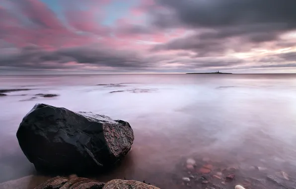 Sea, sunset, stones
