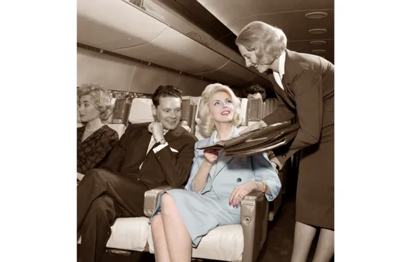 Woman, airpalne, stewardess, passenger, madame