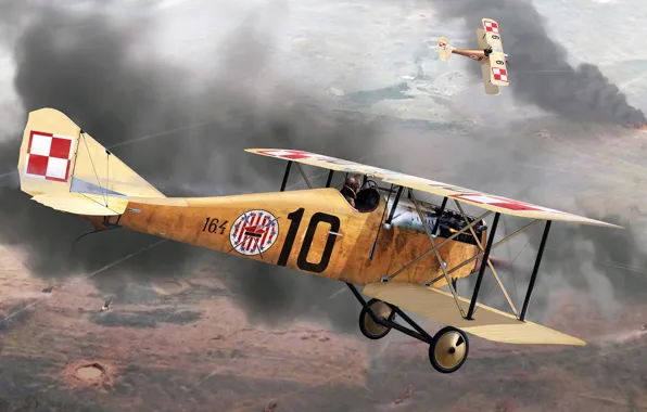 Figure, fighter, art, Fighter, Ansaldo, Balilla, the Polish air force, A.1