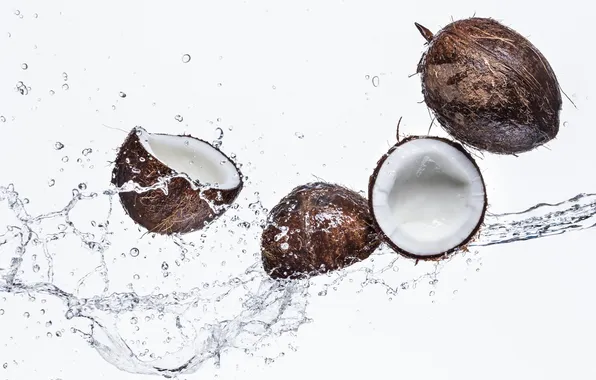 Water, drops, squirt, coconut, drops, coconut, water sprays