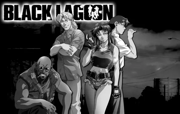 Picture Black Lagoon, white, black, anime