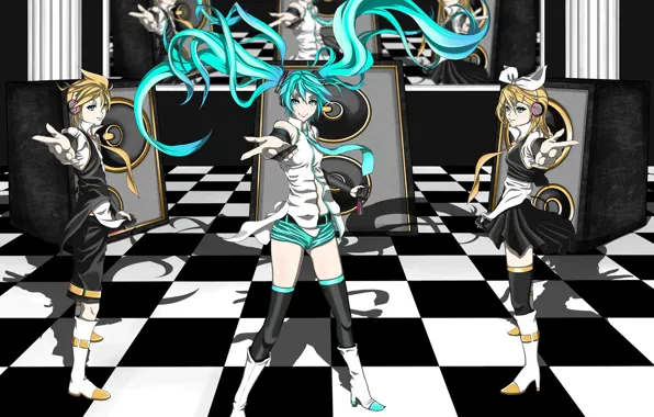 Girl, dynamics, guy, Vocaloid, Vocaloid, kalonki, Hatsune Miku, Kagamine Len