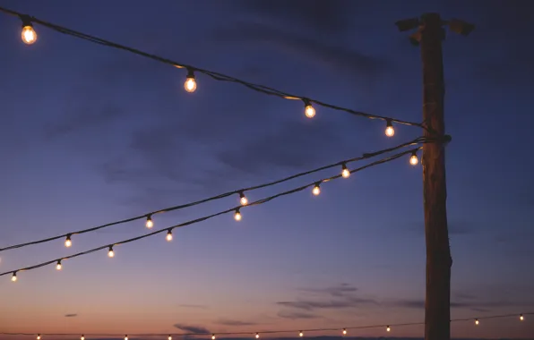 Sunset, The sky, The evening, Light bulb, Light bulb, Light, Lamp, Clouds