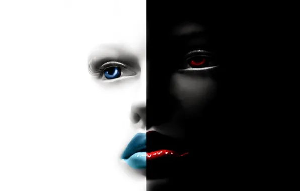 Picture eyes, face, contrast, lips