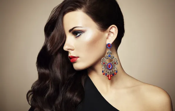 Model, hair, earrings, profile