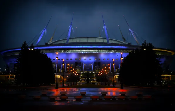 Night, Sport, Light, Zenit, Football, Saint Petersburg, Russia, Arena