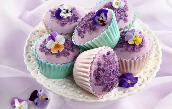 Flowers, decoration, cakes, sweet, cupcakes