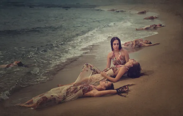 Picture girl, shore, surf