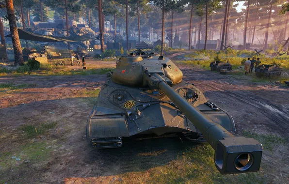 Picture Trees, Dawn, Trunk, USSR, Tank, World of tanks, World of Tanks, Front