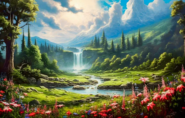 natural scenery painting wallpaper