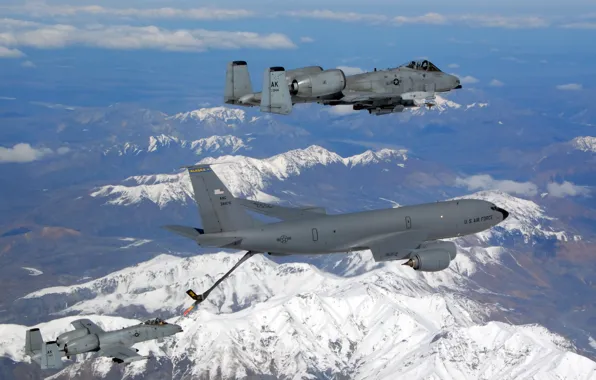 Landscape, mountains, Alaska, attack, American, A-10, Thunderbolt II, single