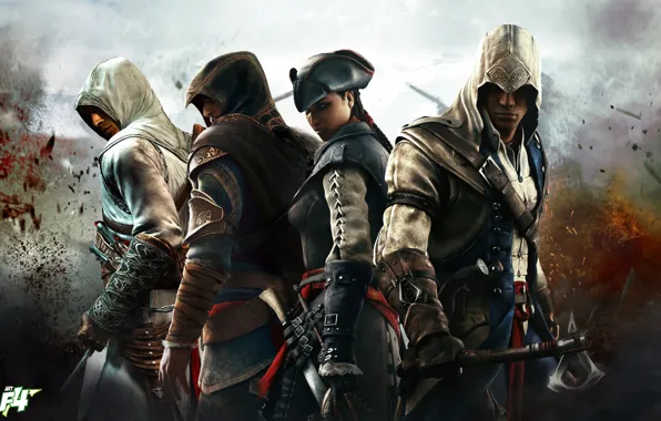 Picture Altair, Ezio, Assassin's Creed III, Connor, Evelyn