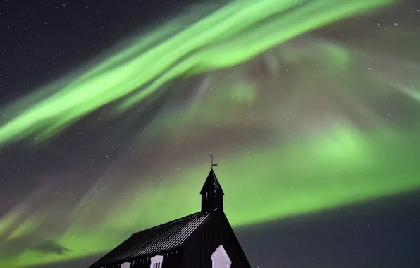 Picture the sky, stars, Northern lights, Iceland