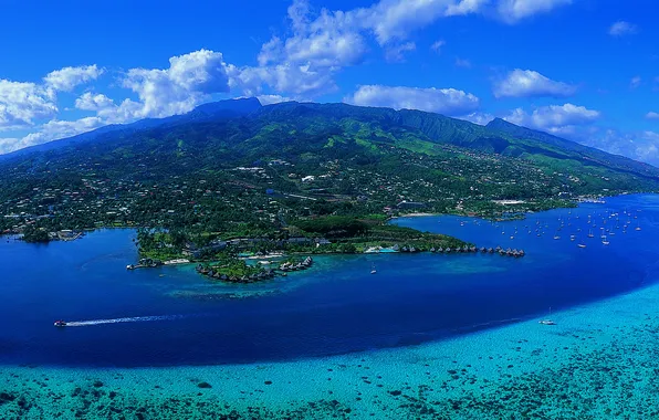View, island, Tahiti, travel, aerial of Tahiti