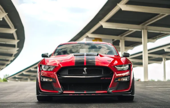 Mustang, Ford, GT500, Bridge, RED