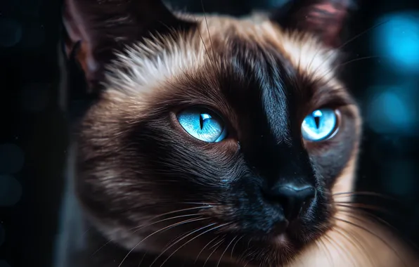 Cat, cat, look, pose, portrait, face, Siamese, AI art