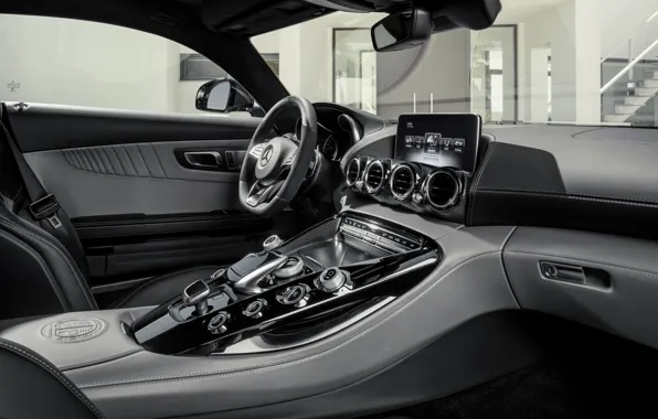 Silver, salon, mercedes benz, coupe, 2015, amg gt