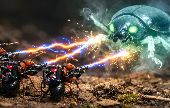 MACRO, ЖУК, ОХОТНИКИ, МУРАВЬИ