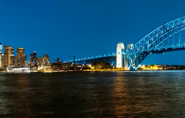 Picture bridge, Australia, panorama, Bay, Sydney, night city, Australia, Sydney