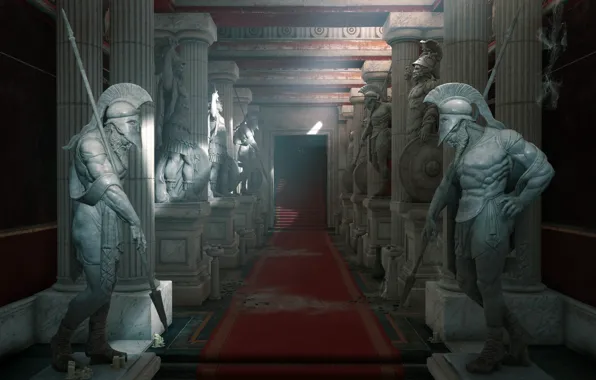 Palace, statues, Assassin's Creed Origins, The Hidden Ones