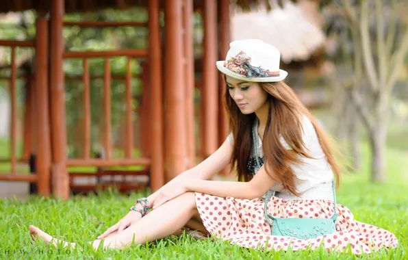 Picture girl, hat, Asian