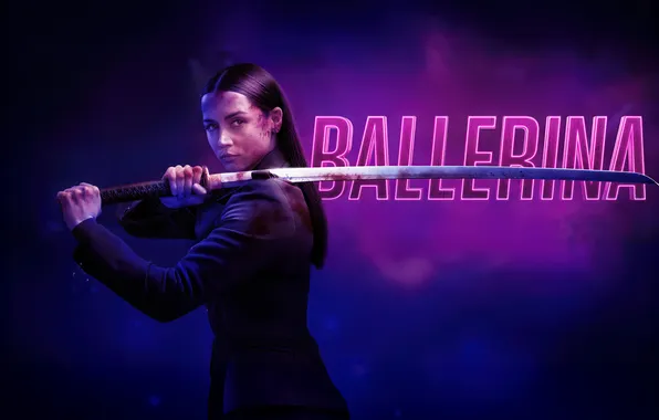 Sword, katana, poster, Ballerina, Ballerina, Ana de Armas, Ana de Armas, Ana De Armas
